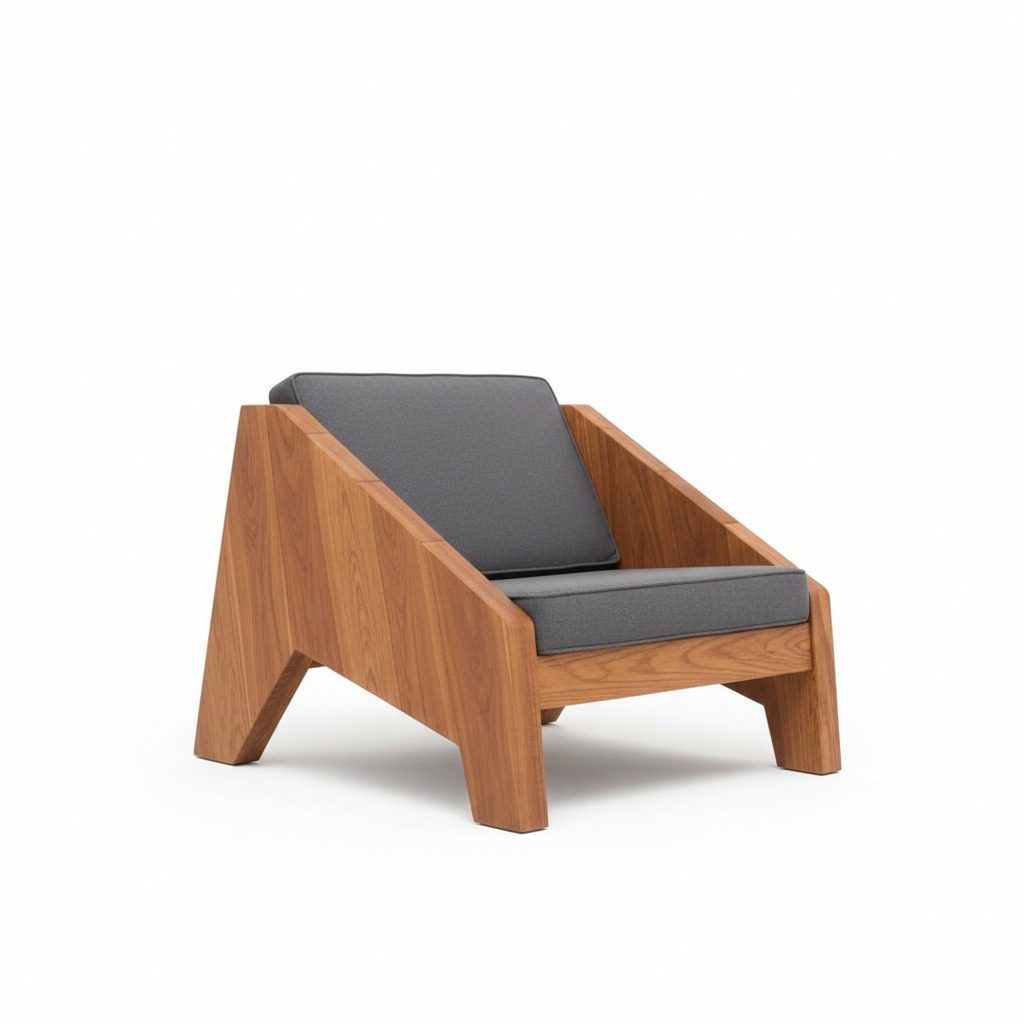 VANWOOD PCH-0514 Sculpted Solid Wood Lounge Chair - Image 2