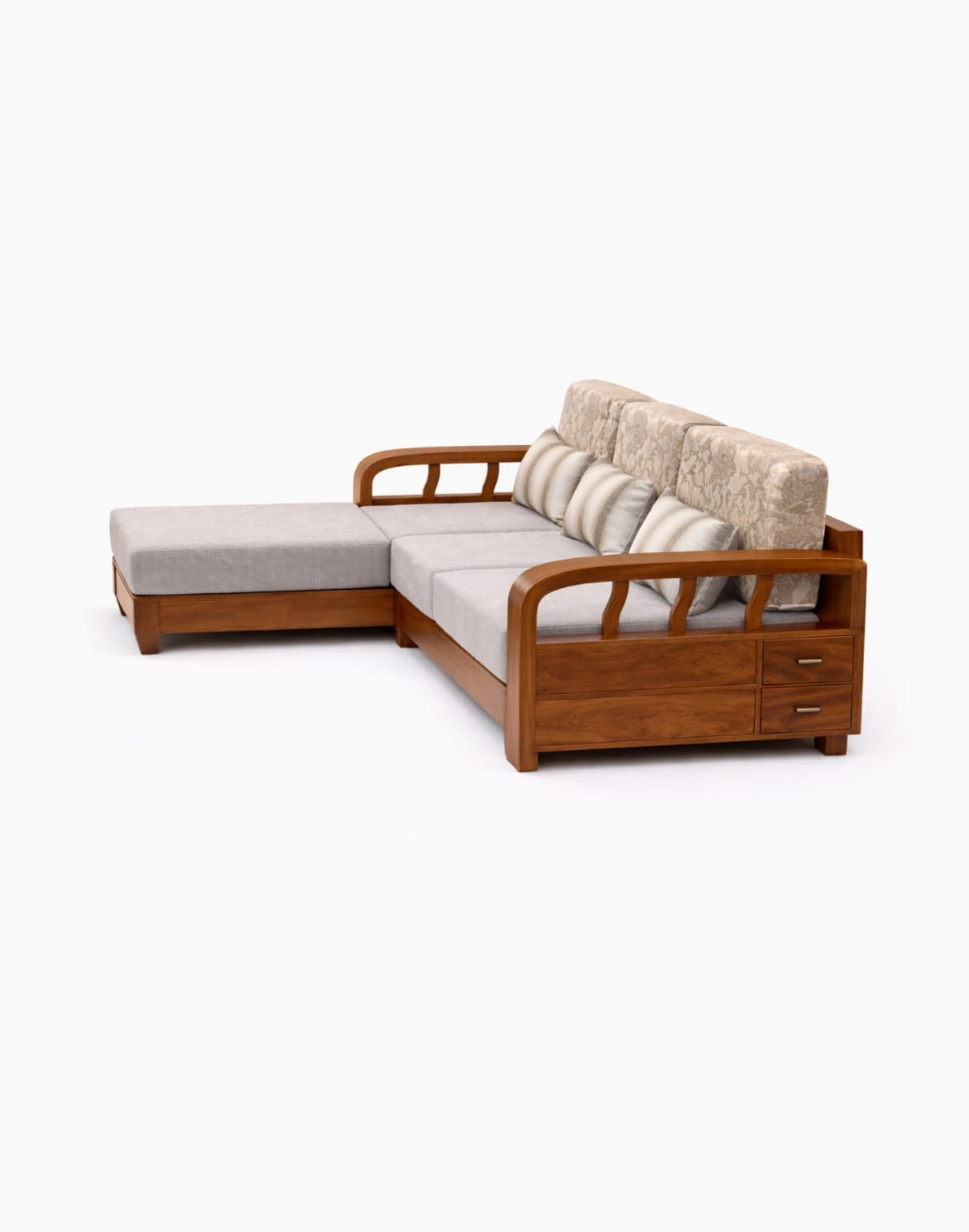 VANWOOD SCB-004 Heritage L-Shaped Solid Wood Sofa - Image 2