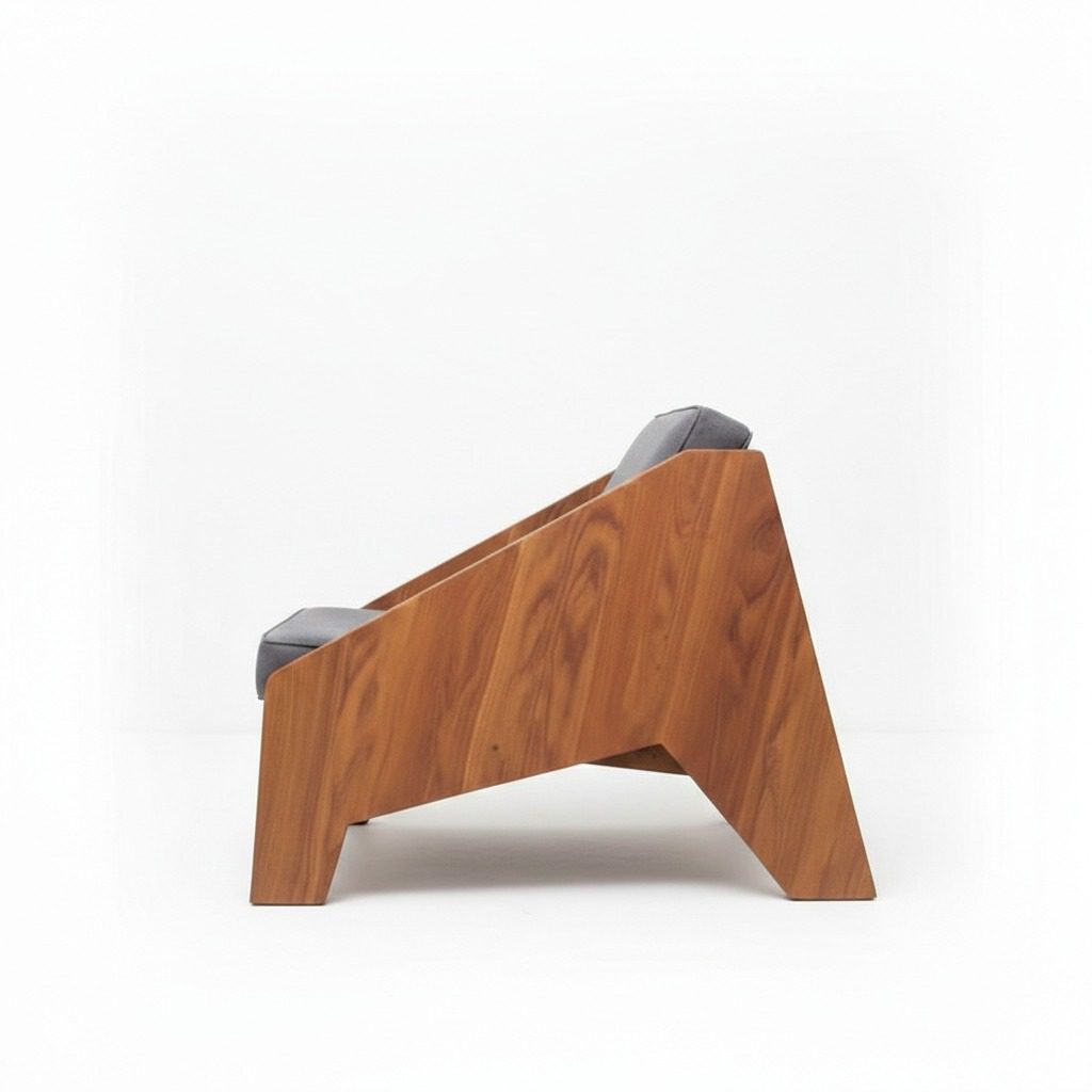 VANWOOD PCH-0514 Sculpted Solid Wood Lounge Chair - Image 4