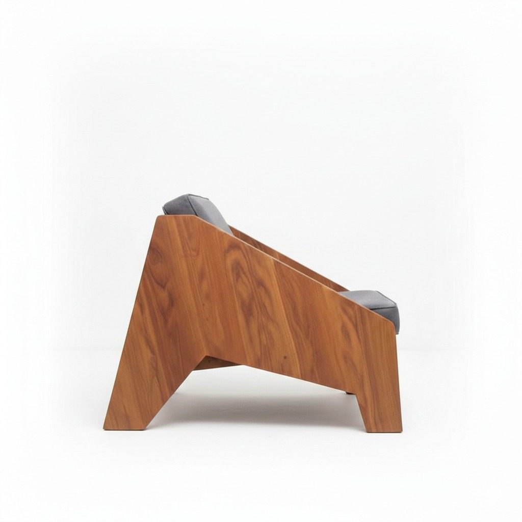 VANWOOD PCH-0514 Sculpted Solid Wood Lounge Chair - Image 5