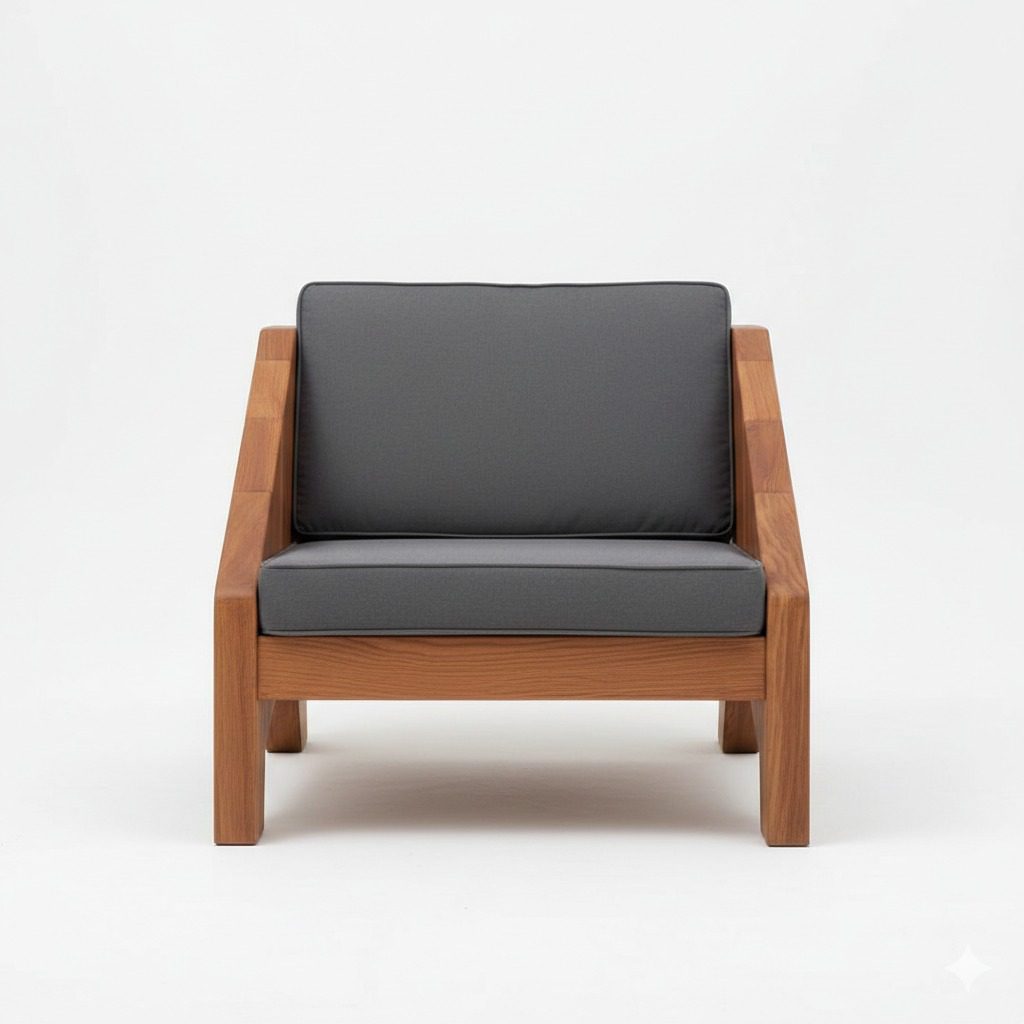 VANWOOD PCH-0514 Sculpted Solid Wood Lounge Chair - Image 6