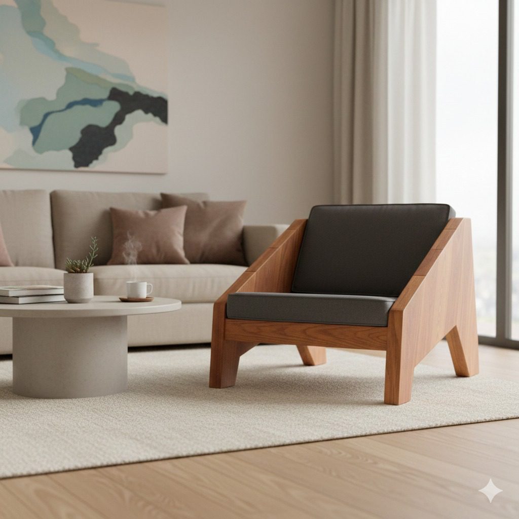 VANWOOD PCH-0514 Sculpted Solid Wood Lounge Chair