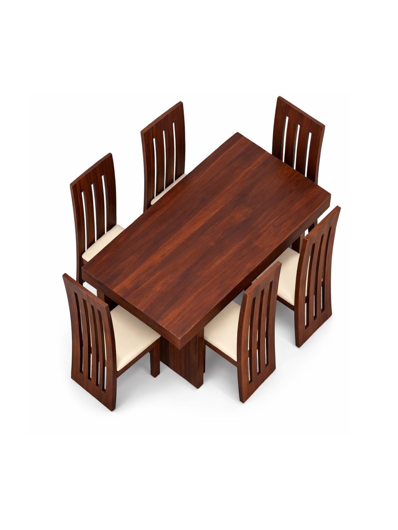 VANWOOD Aurelio 6-Seater Solid Wood Dining Set with Upholstered Chairs - Image 3