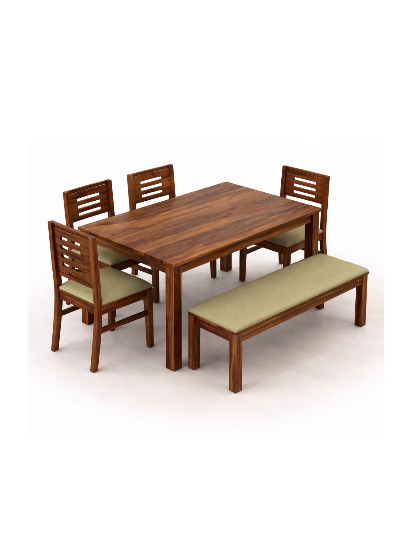VANWOOD Heritage Slat Dining Set – Solid Wood Table with Bench & Chairs - Image 2