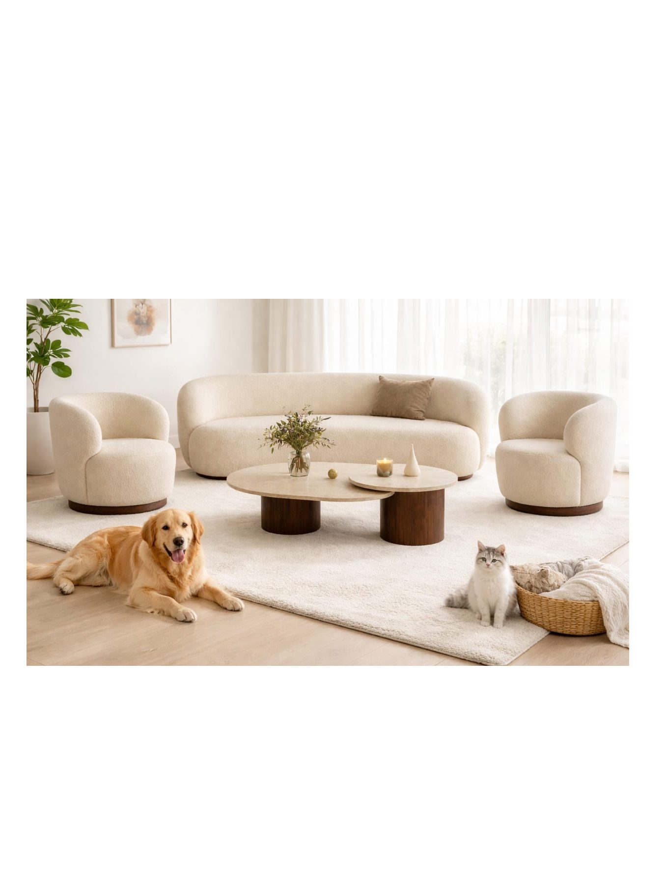 VANWOOD Luna Curve Living Set – Sculpted Sofa, Armchairs & Designer Coffee Table - Image 4