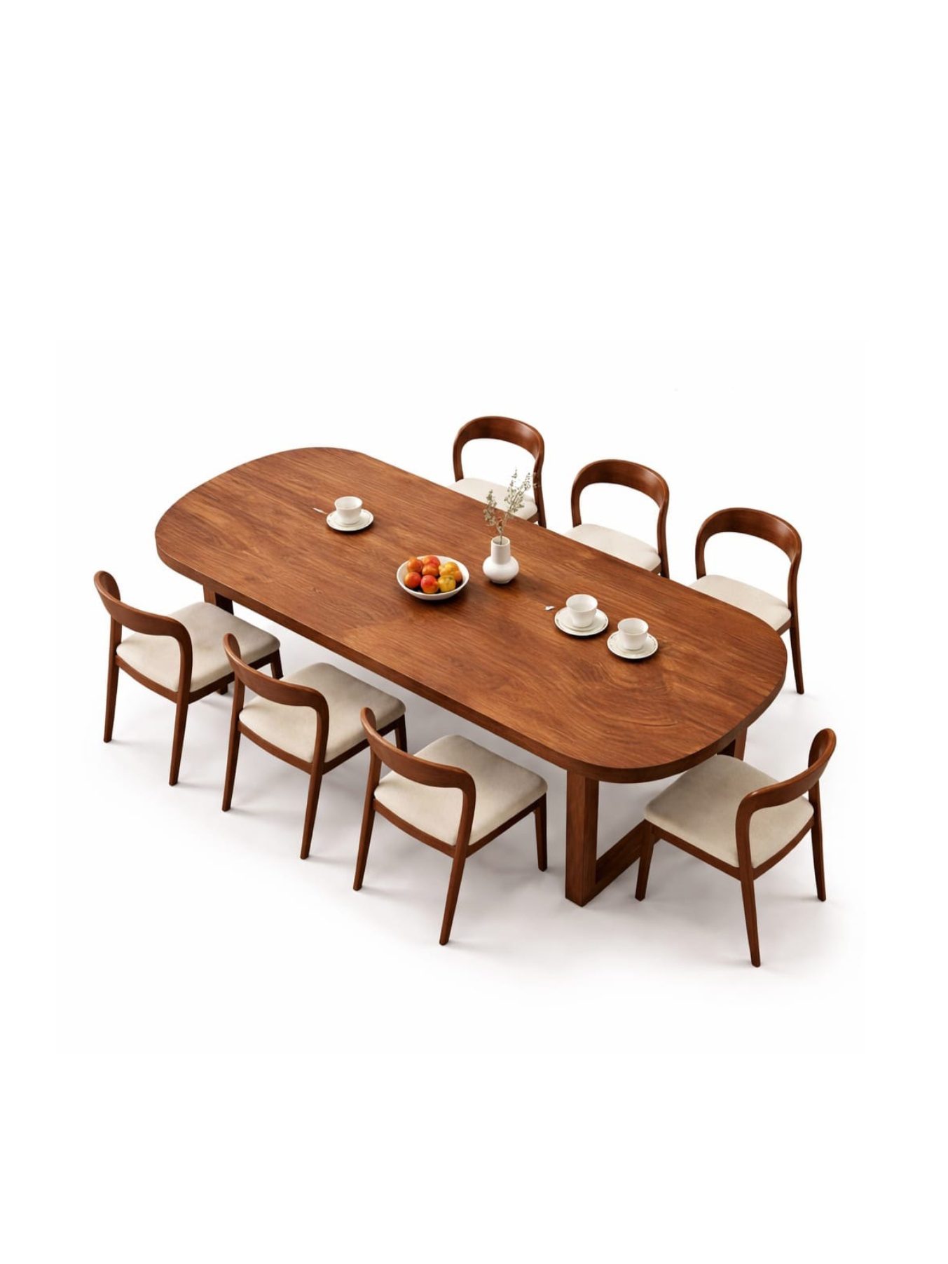 VANWOOD Aurelia Curve Luxe Dining Ensemble – Solid Wood Oval 8 Seater - Image 2