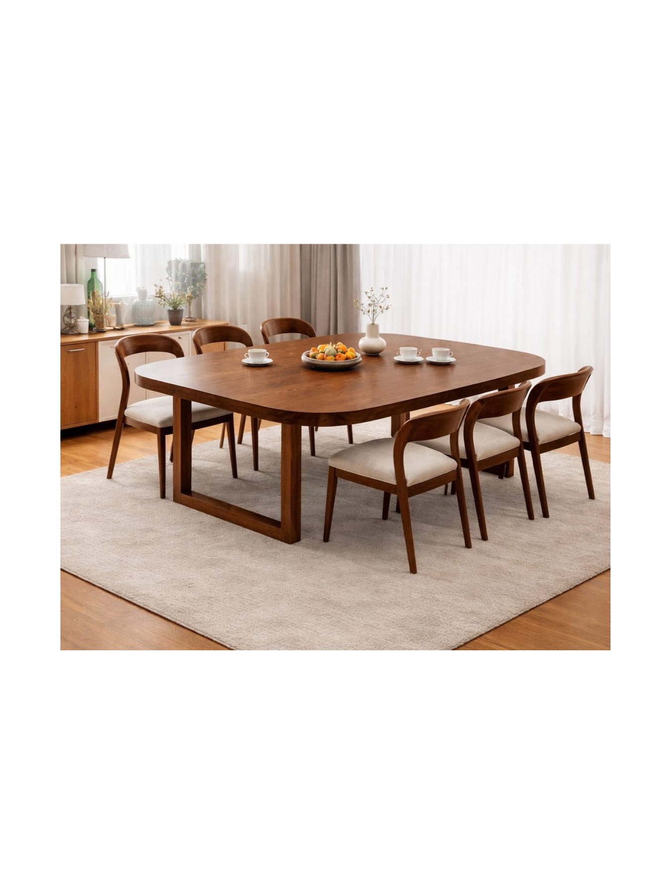 VANWOOD Aurelia Curve Luxe Dining Ensemble – Solid Wood Oval 8 Seater - Image 5