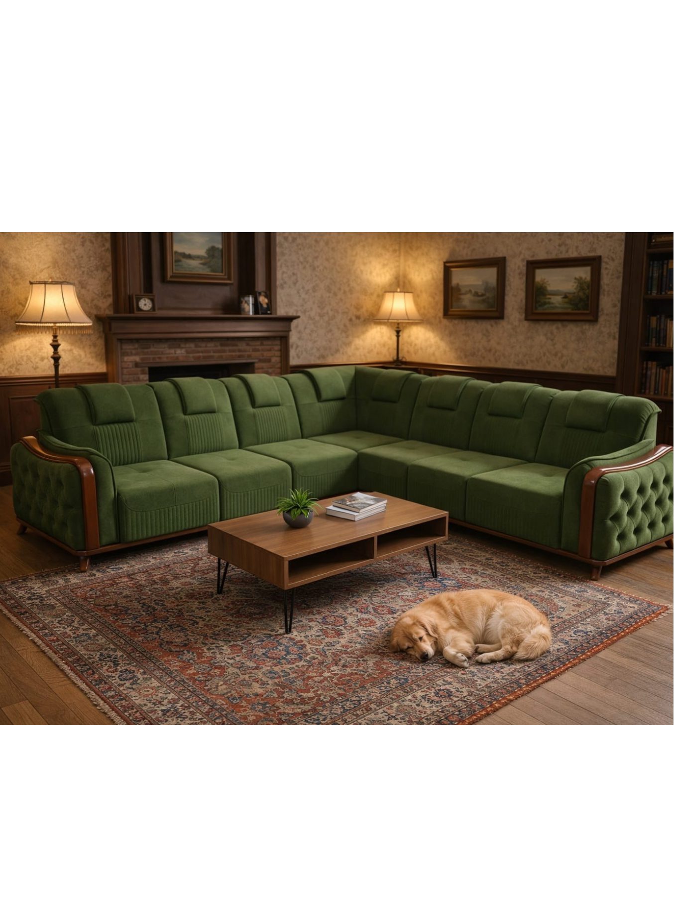 VANWOOD Regal Verde Corner Sectional – Velvet Tufted L-Shape Sofa - Image 3