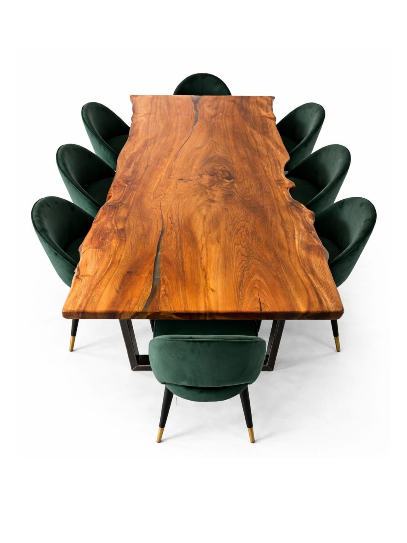 VANWOOD Verdant Edge Luxe Dining Ensemble – Live Edge Solid Wood Table Set - Image 2