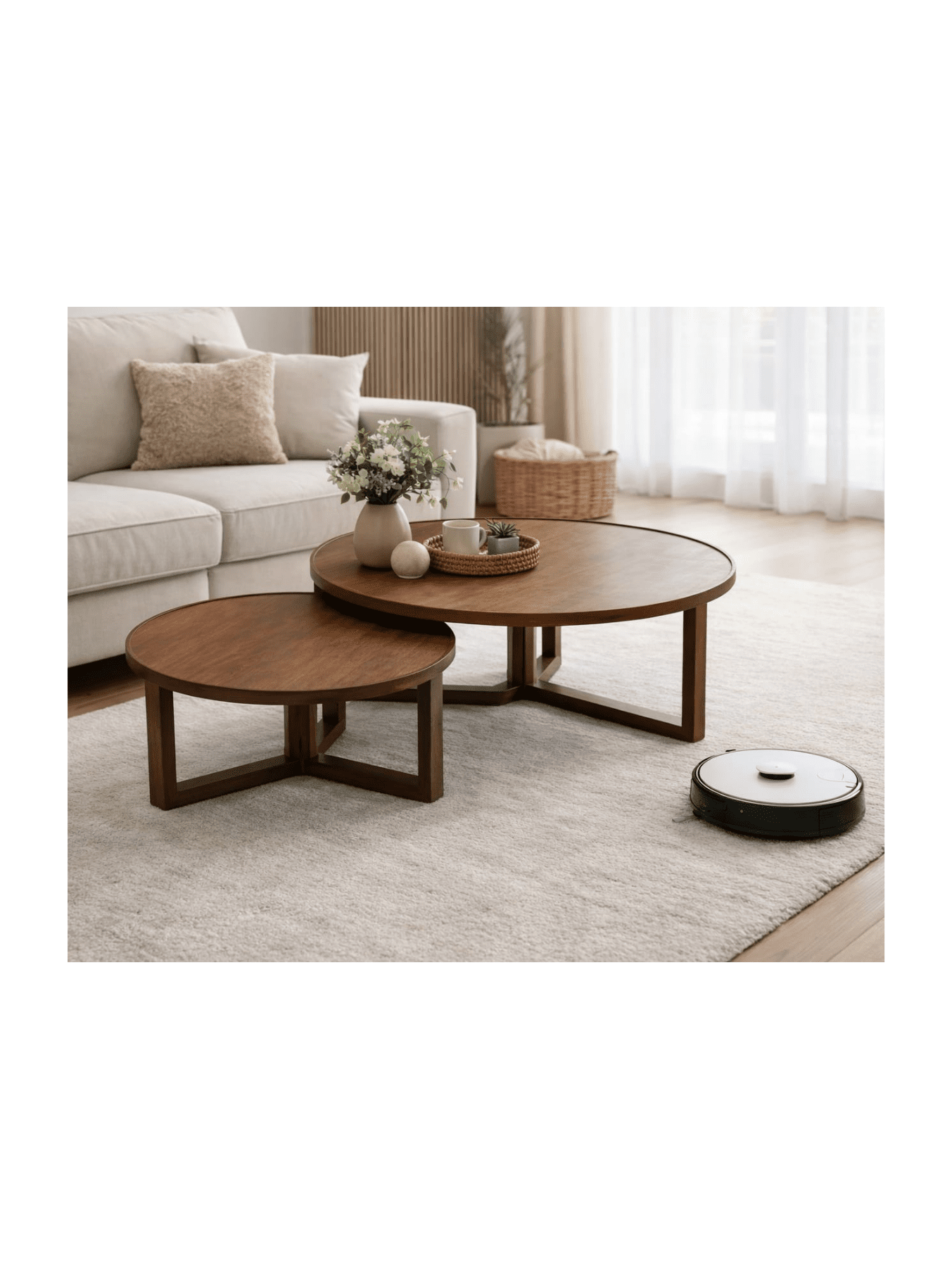 VANWOOD DuoNest Round Coffee Table Set