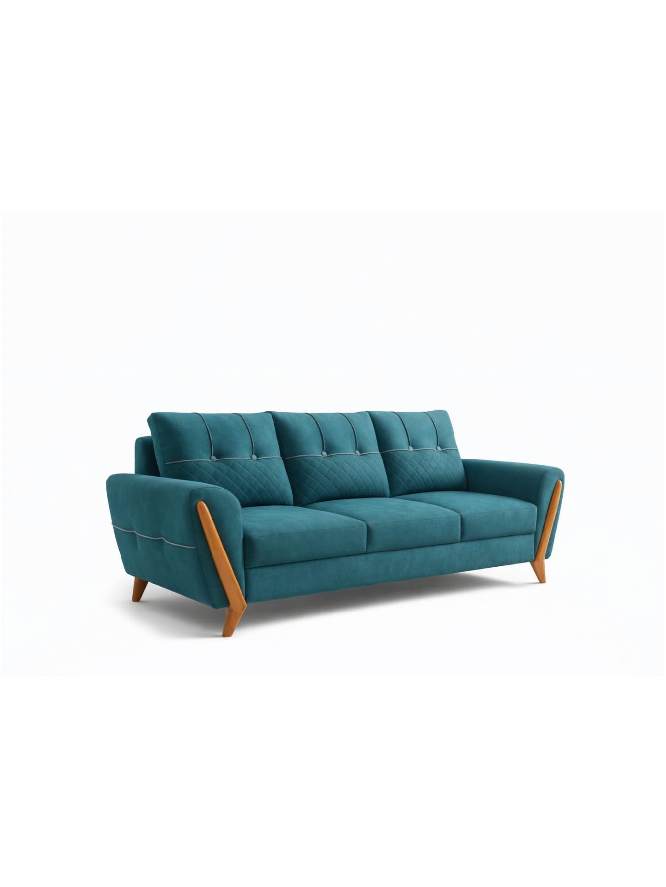 VANWOOD Veloura Crest – Designer Teal 3-Seater Sofa