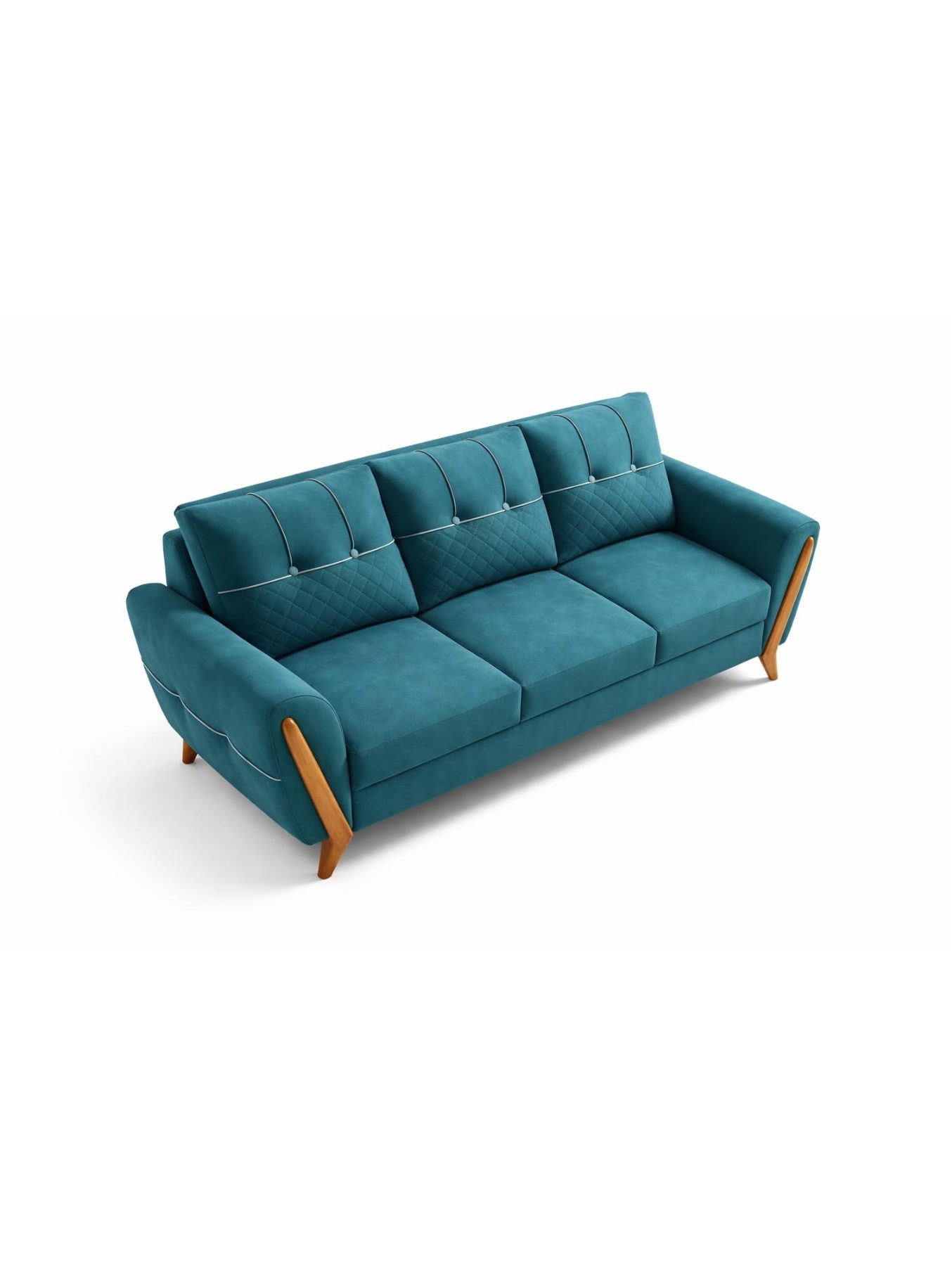 VANWOOD Veloura Crest – Designer Teal 3-Seater Sofa - Image 2