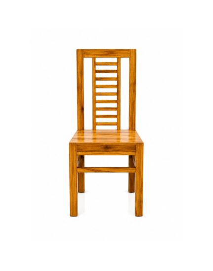 VANWOOD Royale Ladderback premium solid teak wood dining chair with glossy honey finish and modern wooden frame