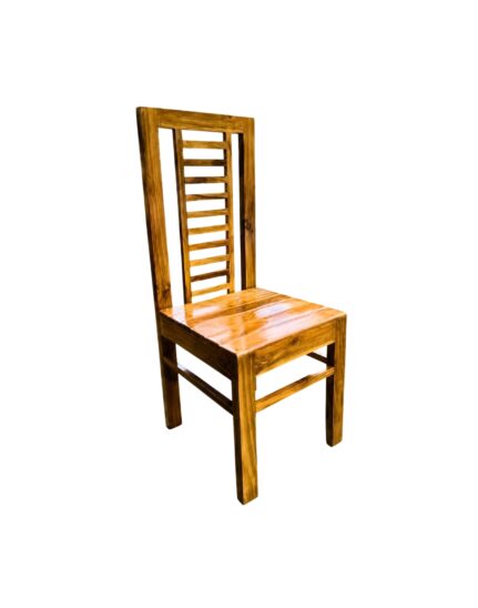 VANWOOD Royale Ladderback premium solid teak wood dining chair with glossy honey finish and modern wooden frame